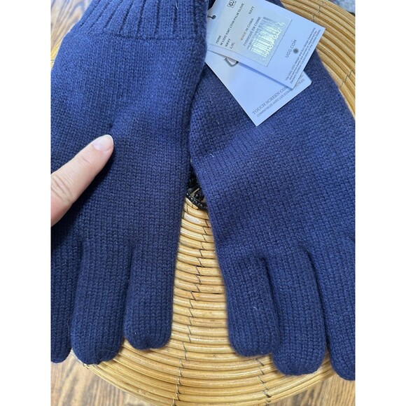 UGG NWT Navy Cashmere Wool Blend Leather Palm Tech Gloves Size Large/XL flawed - Picture 9 of 9